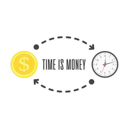Time is money concept. Money and time with arrows.のイラスト素材