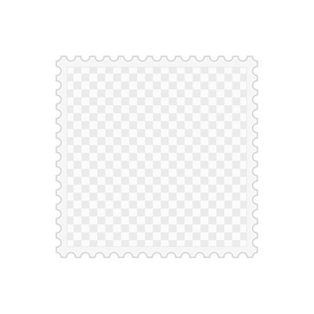 Blank postage stamp. Mark mail letter stamp template. Postal frame sticker template. Toothed border mailing postal sticker. Vector illustration EPS10.のイラスト素材