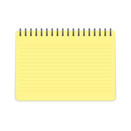 Blank notepad template, isolated on transparent background. Clean notebook mockup in realistic style. Note page, notebook or notepad.のイラスト素材