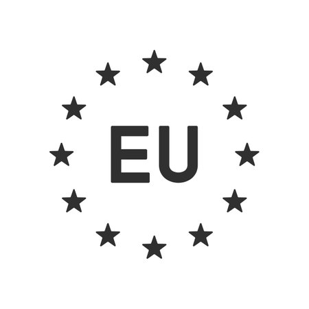 European union flag. Monochrome. Circle ring of stars over white background. EU symbol. Vector illustration EPS 10.のイラスト素材