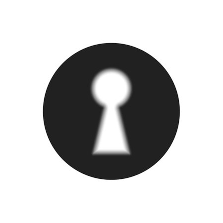 Light keyhole. Glow Keyhole on dark wall with light. Door key holes icon. The concept of spying or surveillance.のイラスト素材
