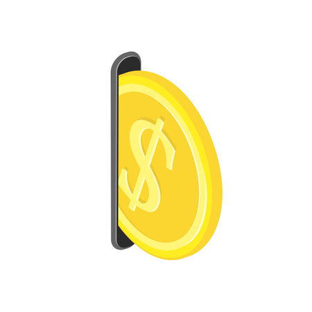 Coin putting in coin slot. Inserting coins to a slot.のイラスト素材