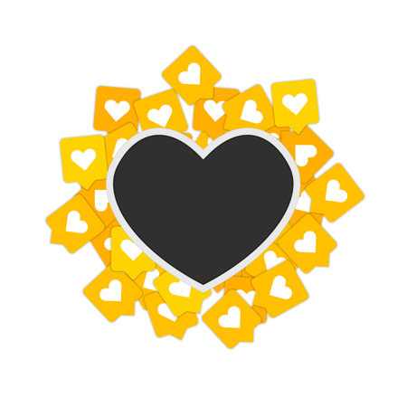 Photo frame on heart shaped on a delicate background in the form of hearts. Love, romantic card...