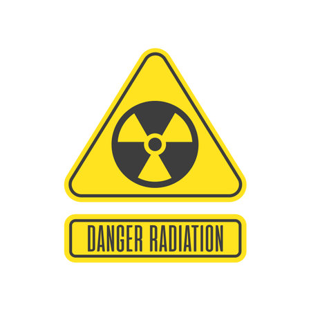 Radioactive nuclear road sign. Danger radioactive or radiation sign.のイラスト素材