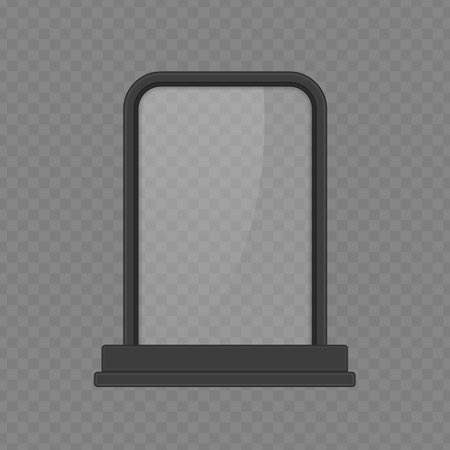 Transparent glass award, trophy glass table display. Plastic clear stand reflection shiny plates template isolated on transparent background.のイラスト素材