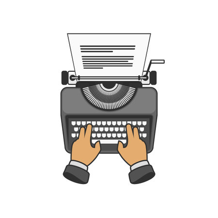 Typewriter. Concept of copywriting marketing information, public relations advertising text, social media campaign or blogging.のイラスト素材