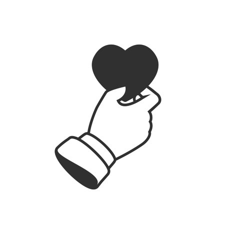 Hand holding a heart. Sharing love, helping, charity supported concept.のイラスト素材