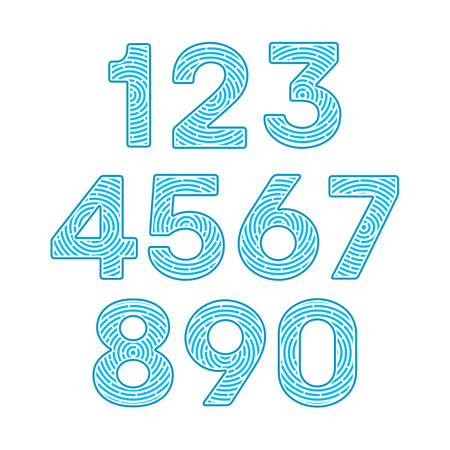 Decoration number set. Glitter elegant celebration design for decoration wedding, anniversary, party, label, headline. Figures isolated on white background.のイラスト素材