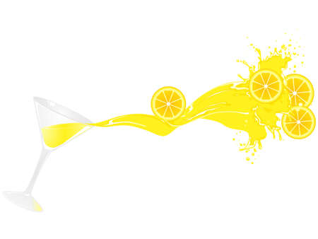 orange juice is outpoured from glass with sparksのイラスト素材