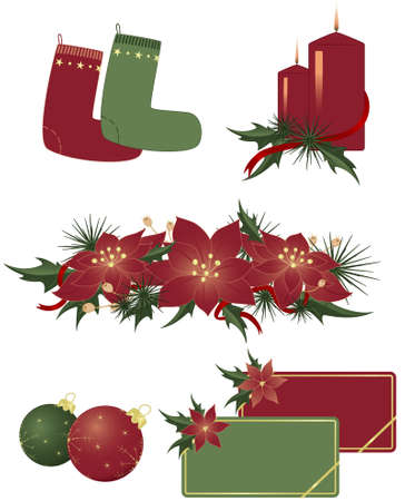 Christmas icons and beautiful elements for decorationのイラスト素材