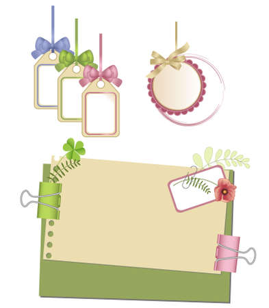 bows, ribbons and paper decorative elements for a designのイラスト素材