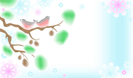 Christmas background with birdsのイラスト素材