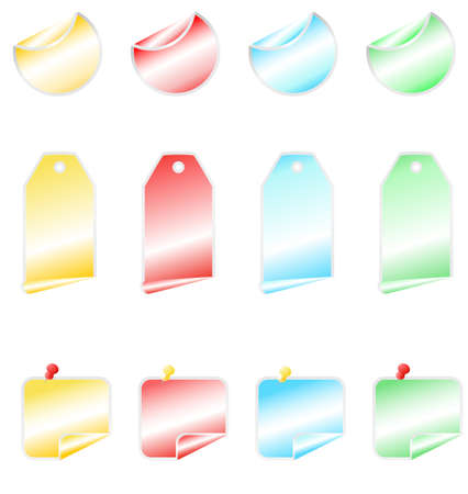 colored shining stickers with  bend cornersのイラスト素材