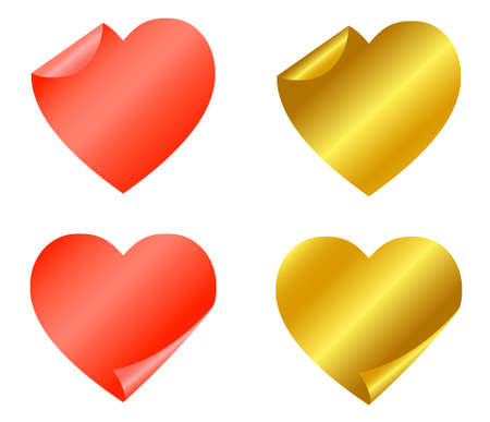 Set of red and gold stickers  for valentine's dayのイラスト素材