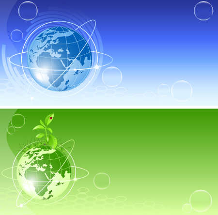 backgrounds with blue and green globeのイラスト素材
