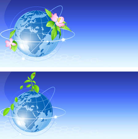 backgrounds with blue blooming globeのイラスト素材