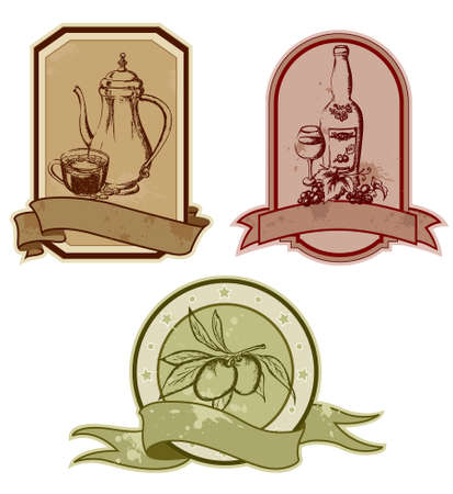 set of vintage labels with grunge effectのイラスト素材