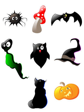 set of black glossy  halloween iconsのイラスト素材