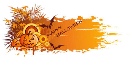 Halloween banner  with pumpkin and grunge backgroundのイラスト素材