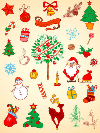 doodle Christmas  elements for designのイラスト素材
