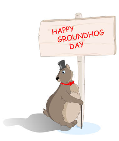 cute groundhog day vector backgroundのイラスト素材