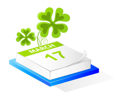 Saint Patrick's Day background with  four leaf clover and calendarのイラスト素材