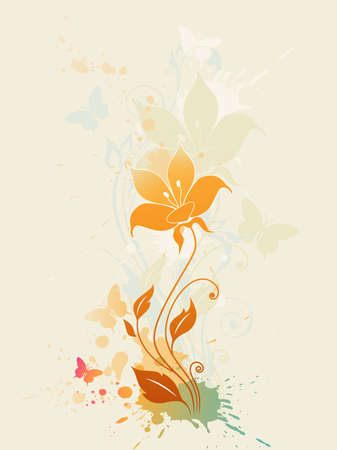 abstract floral  background with blots and flowersのイラスト素材
