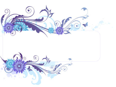 Floral background with ornament and blue flowersのイラスト素材