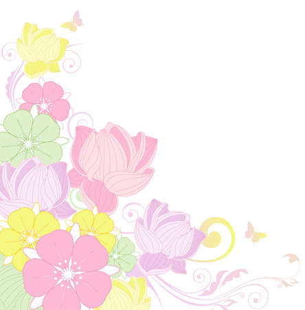 colorful floral background with lotus flowerのイラスト素材