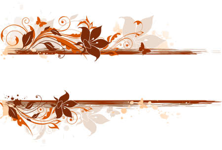 Floral  background with ornament and orange flowersのイラスト素材