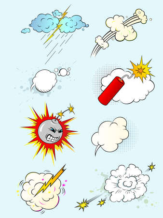 set of vector varicoloured comic book explosionsのイラスト素材