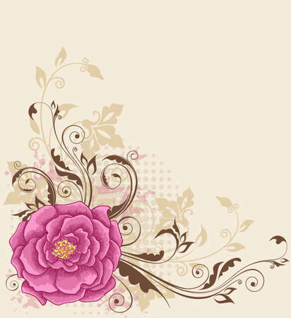 vector floral background with pink roseのイラスト素材