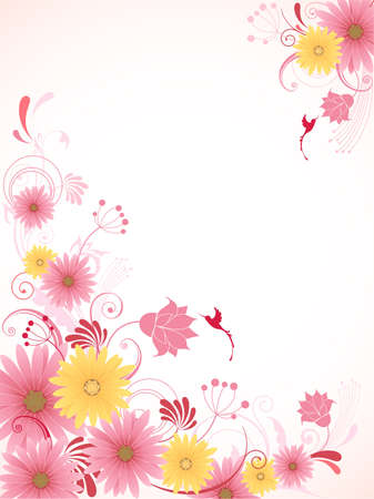 vector floral background with pink flowersのイラスト素材