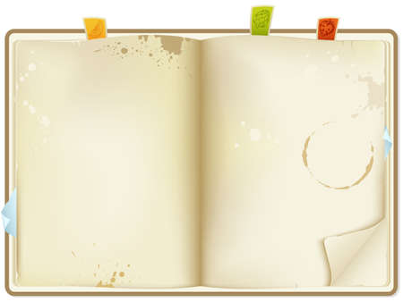vector open old recipe bookのイラスト素材
