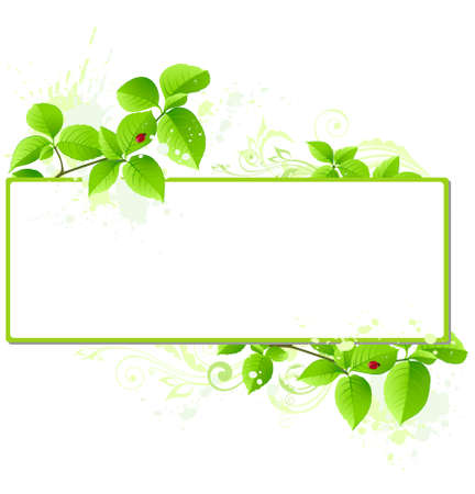  banner with leaves and floral ornamentのイラスト素材