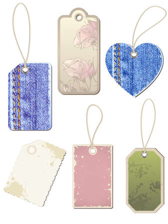 set of different vector old labelsのイラスト素材