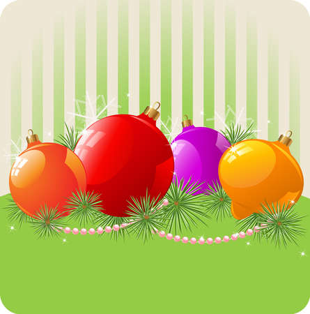 Christmas background with balls and Christmas treeのイラスト素材
