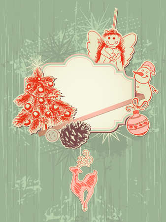 vector scrap booking kit for Christmasのイラスト素材