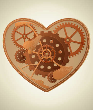 Vector mechanical heart in the style of steampunkのイラスト素材