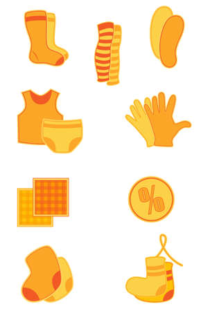 Vector bright orange clothes and underwear  iconsのイラスト素材