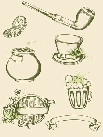 Vector vintage hand drawn  Saint Patrickのイラスト素材