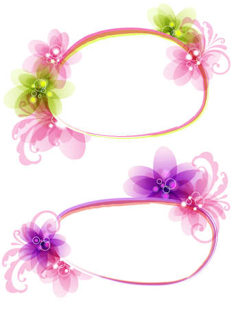 Abstract vector floral banners with pink flowersのイラスト素材