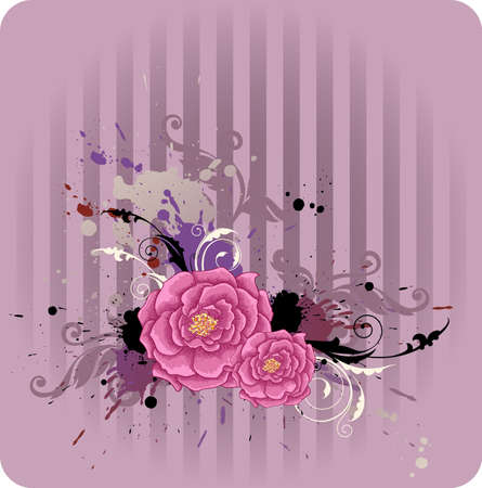 Abstract  vector floral  background with pink roseのイラスト素材