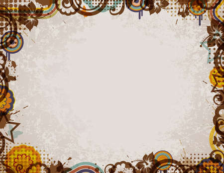 Vector  retro background with blots and flowersのイラスト素材