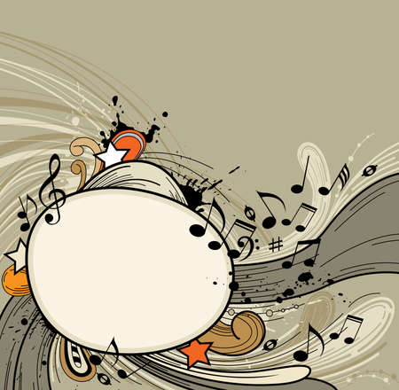 Retro abstract music background with notes. のイラスト素材