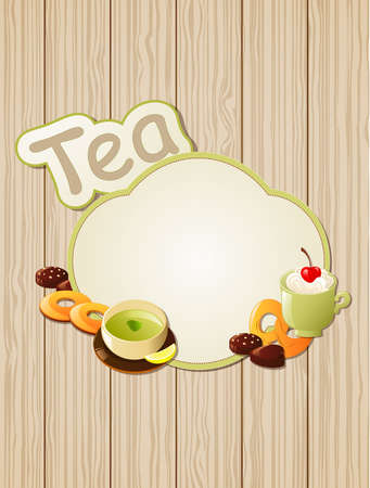 background with tea label and cookies のイラスト素材