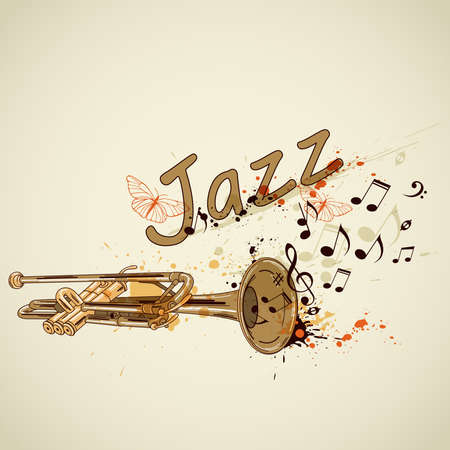 Music abstract background with trumpet and notesのイラスト素材
