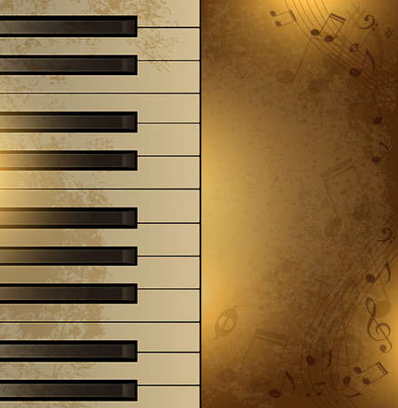 Vector vintage background with piano and notesのイラスト素材