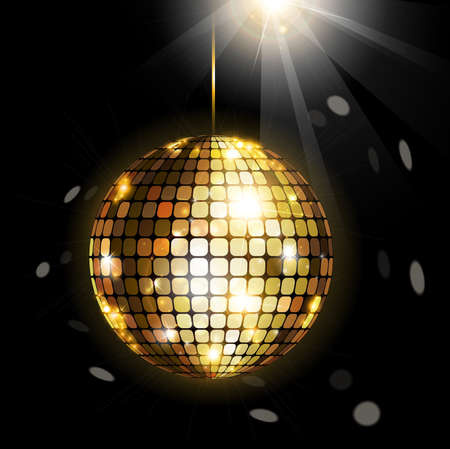 Black background with shining disco ballのイラスト素材