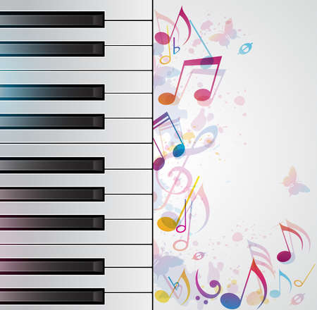 Vector music background with piano and notesのイラスト素材